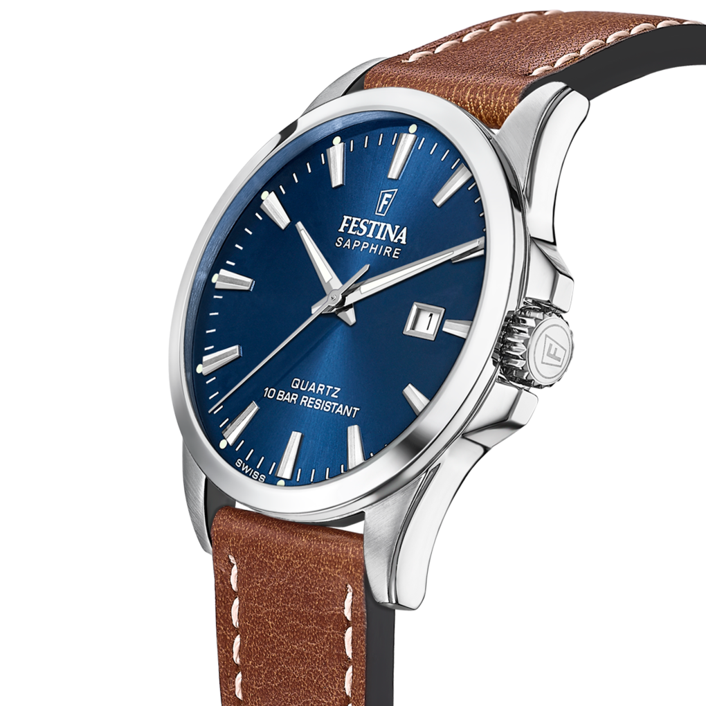 Festina Swiss Made Leather Analog Mens Watch I Model F20025/3 Quartz Movement