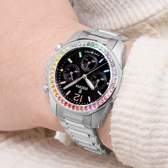 Festina Rainbow Stainless Steel Chronograph Ladies Watch I Model F20606/3 Quartz Movement