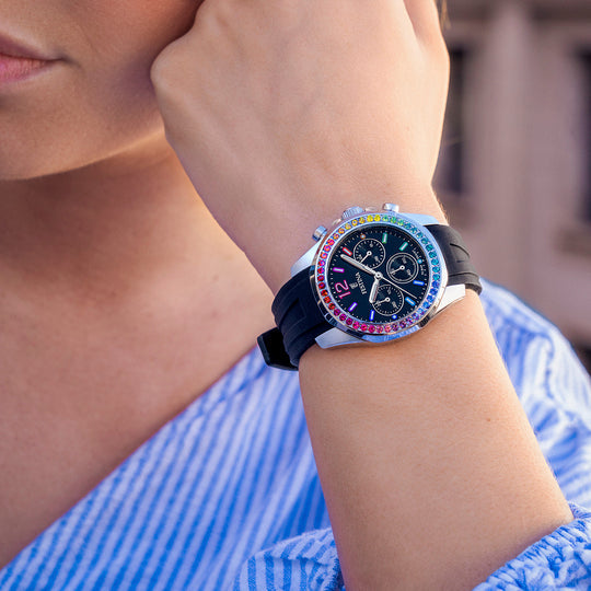 Festina Rainbow Rubber Chronograph Ladies Watch I Model F20610/3 Quartz Movement