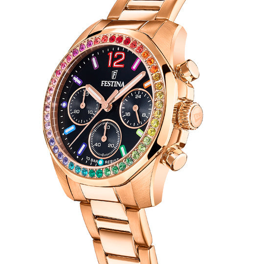 Festina Rainbow Stainless Steel Chronograph Ladies Watch I Model F20639/3 Quartz Movement