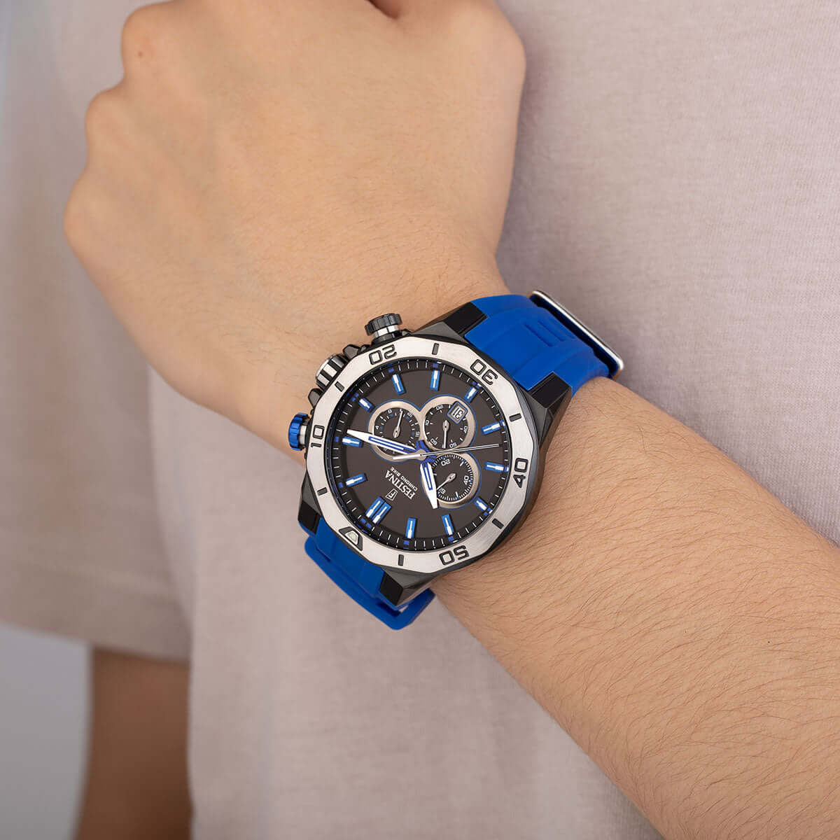 Chrono Sport F20450-5 | Water Resistance 100m/330ft - Strap Material Rubber - Size 44 mm / Free shipping, 2 years warranty & 30 Days Return | Festina Watches USA