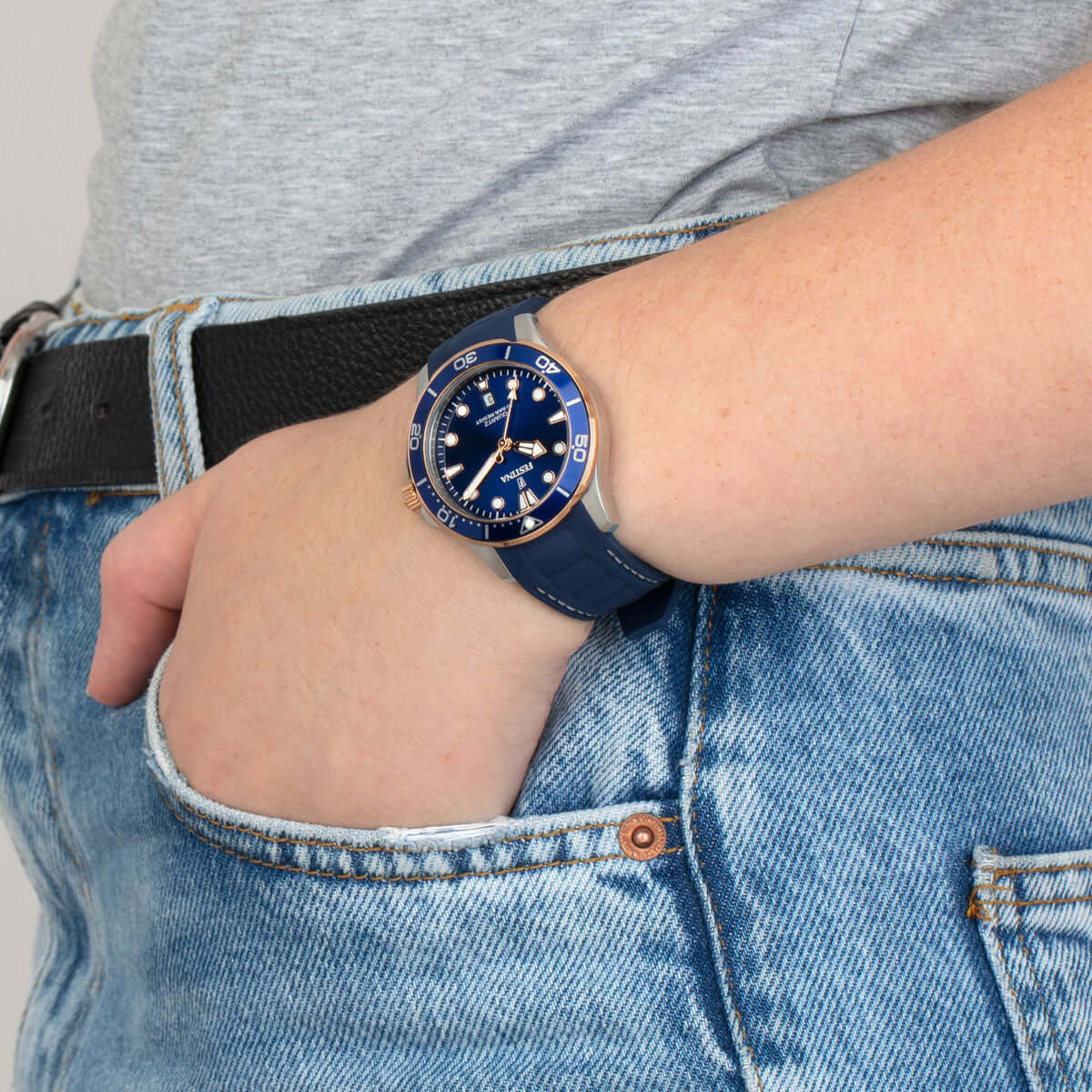 Boyfriend F20502-2 | Water Resistance 100m/330ft - Strap Material Rubber - Size 38.5 mm / Free shipping, 2 years warranty & 30 Days Return | Festina Watches USA