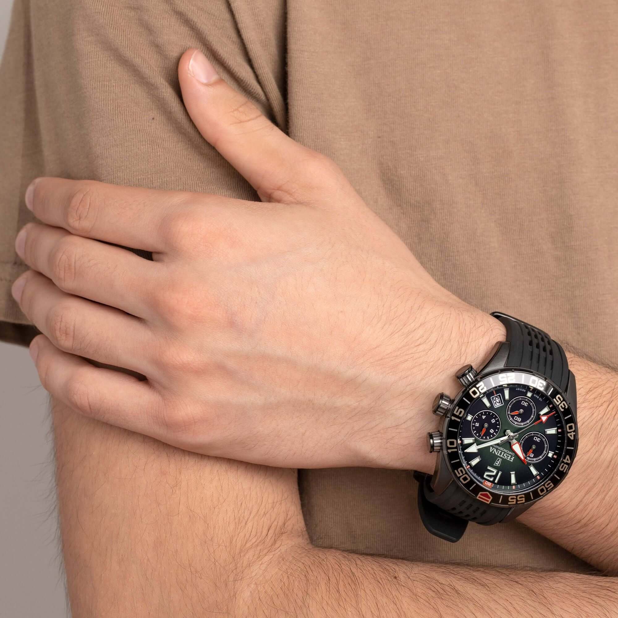 Chrono Sport F20518-2 | Water Resistance 100m/330ft - Strap Material Rubber - Size 44 mm / Free shipping, 2 years warranty & 30 Days Return | Festina Watches USA