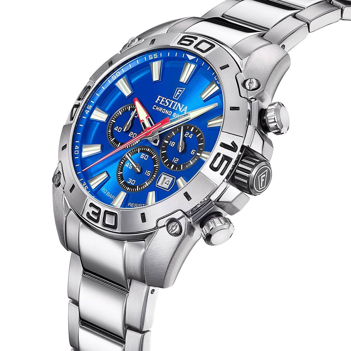 Chrono Bike F20543-2 | Water Resistance 100m/330ft - Strap Material Stainless Steel - Size 46 mm / Free shipping, 2 years warranty & 30 Days Return | Festina Watches USA