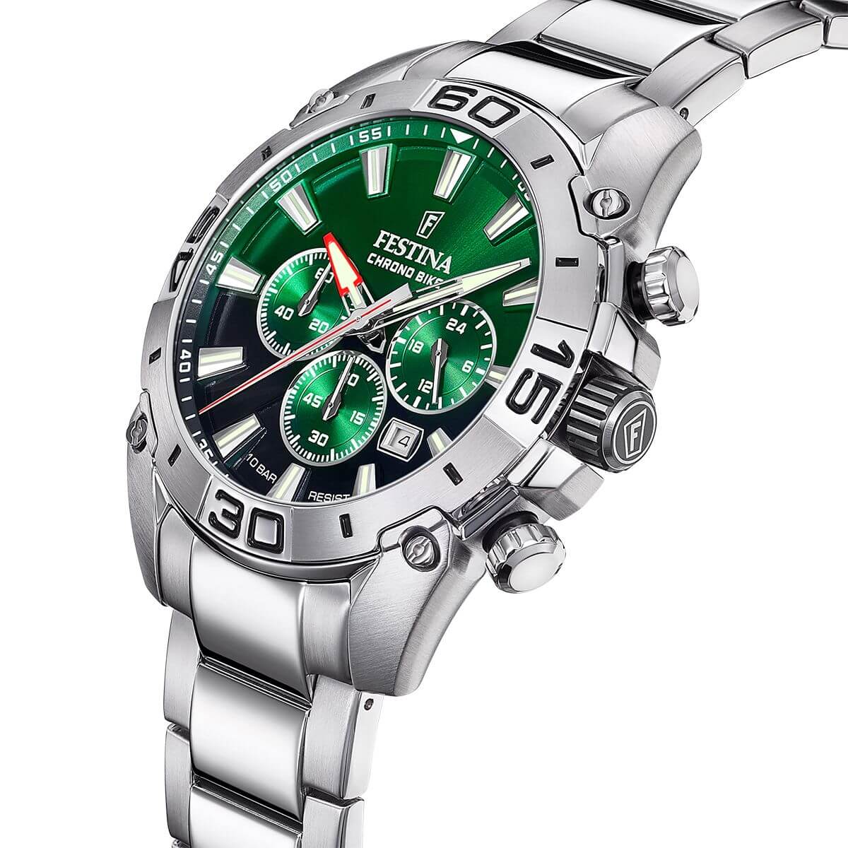 Chrono Bike F20543-3 | Water Resistance 100m/330ft - Strap Material Stainless Steel - Size 46 mm / Free shipping, 2 years warranty & 30 Days Return | Festina Watches USA