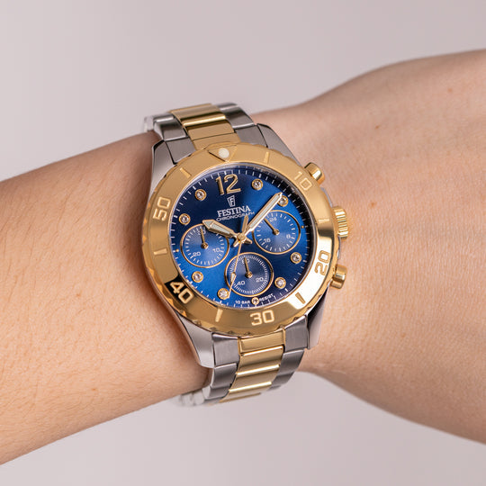 Festina Boyfriend Stainless Steel Chronograph Ladies Watch I Model F20604/3 Quartz Movement
